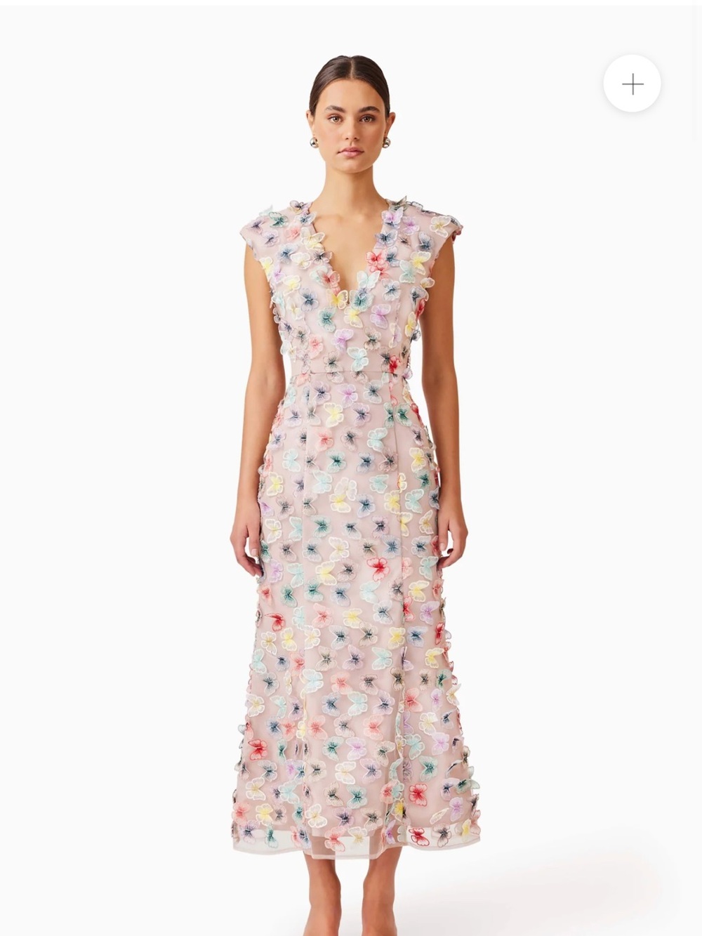Elliatt Pink Floral Appliqué Midi Dress